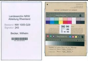 Entnazifizierung Wilhelm Becker , geb. 17.11.1898 (Bahnsekretaer)
