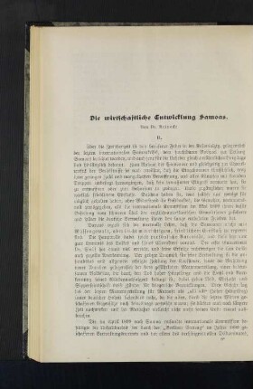 Die wirtschaftliche Entwicklung Samoas.