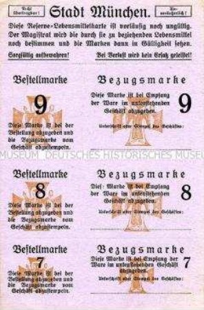Reservelebensmittelkarte der Stadt München