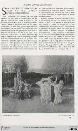 26: Some paintings and sculpture at the London spring exhibitions