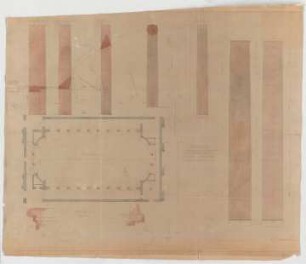 Thiersch, Friedrich von; Wiesbaden; Kurhaus - Säulen u. Pilaster im Großen Saal (Grundriss, Ansichten, Details)