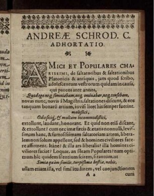 Andreae Schrod. C. Adhortatio