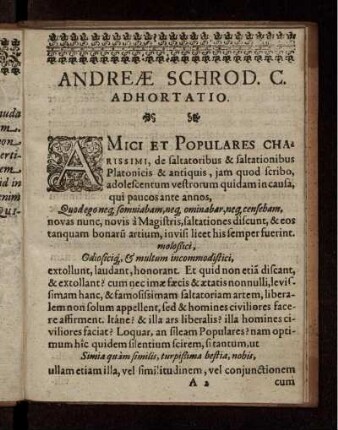 Andreae Schrod. C. Adhortatio
