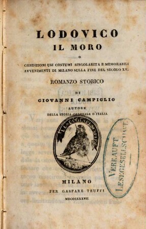 Lodovico il Moro : Romanzo storico