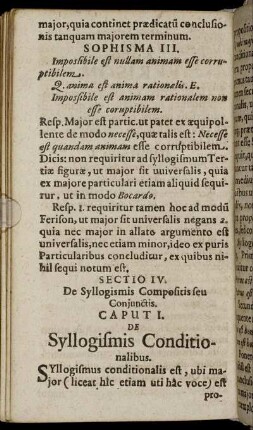 Sectio IV. De Syllogismis Compositis seu Conjunctis.
