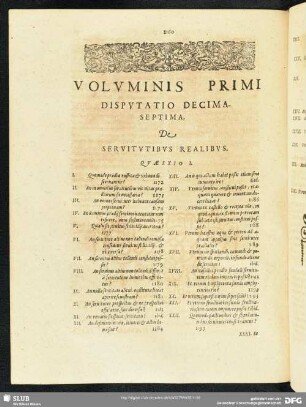 Disputatio Decima-Septima, De Seruitutibus Realibus