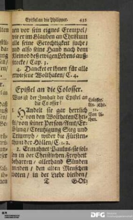 Epistel an die Colosser.
