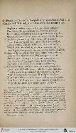 Praefatio Dracontii discipuli ad grammaticum Felicianum, [...]