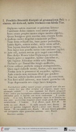 Praefatio Dracontii discipuli ad grammaticum Felicianum, [...]