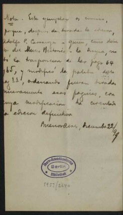 Nota. [Handschriftlichen Notiz]