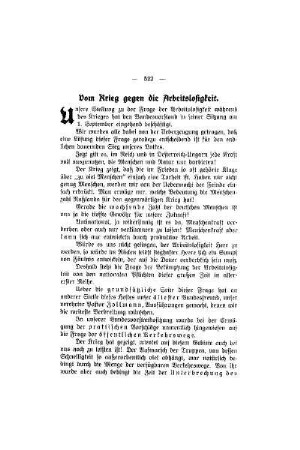 Vom Krieg gegen die Arbeitslosigkeit