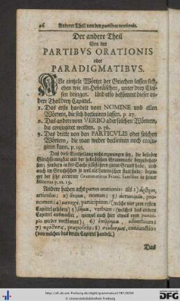 Der andere Theil von den Partibus Orationis oder Paradigmatibus.