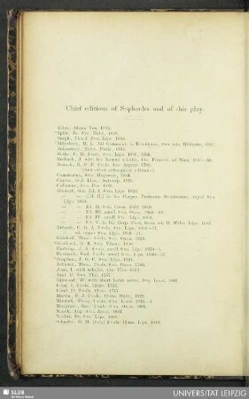 Chief editions of Sophocles and of this play