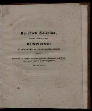 Ad Quaestionem Mathematicam.