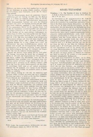 270-271 [Rezension] Kingsbury, Jack Dean, The parables of Jesus in Matthew 13