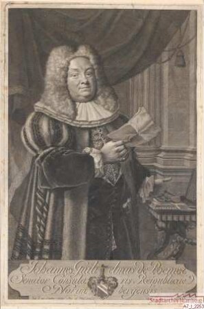 Johann (Hans) Wilhelm Pömer, Ratsherr; geb. 25. Oktober 1671; gest. 16. November 1729
