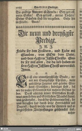 Die neun und dreyßigste Predigt