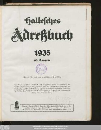90.1935: Hallesches Adreßbuch : für die Jahre ... unter Benutzung amtl. Quellen