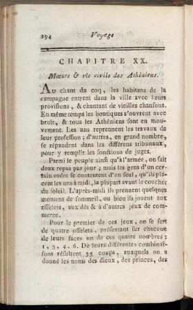 Chapitre XX. Mœurs & vie civile des Athéniens.