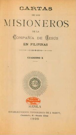 Cuaderno 10: Cartas de los padres de la Compañía de Jesús de la Misión de Filipinas