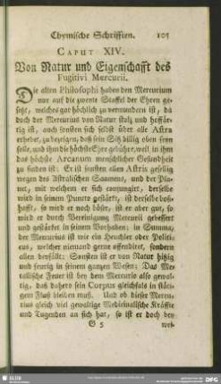 Caput XIV. Von Natur und Eigenschafft des Fugitivi Mercurii