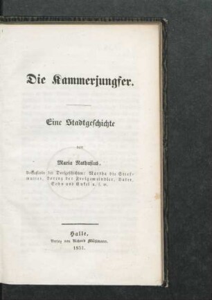 Die Kammerjungfer : eine Stadtgeschichte