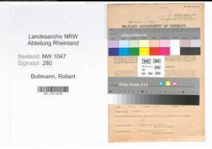 Entnazifizierung Robert Bollmann , geb. 04.08.1903 (Schlosser)