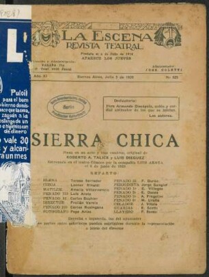 Sierra chica : (vida del presidio) ; pieza en un acto y tres cuadros