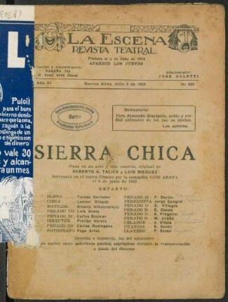Sierra chica : (vida del presidio) ; pieza en un acto y tres cuadros