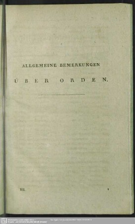 Allgemeine Bemerkungen Über Orden