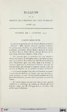 Séance du 7 janvier 1922