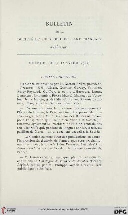 Séance du 7 janvier 1922