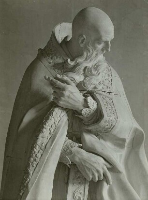 Der heilige Augustinus : Balthasar Permoser (1651-1732): Heiliger Augustinus. Holz, weiß gefaßt: H. ca. 2,50 m