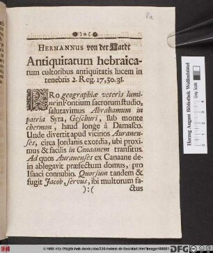 Antiquitatum hebraicarum cultoribus antiquitatis lucem in tenebris : 2. Reg. 17. 30. 31