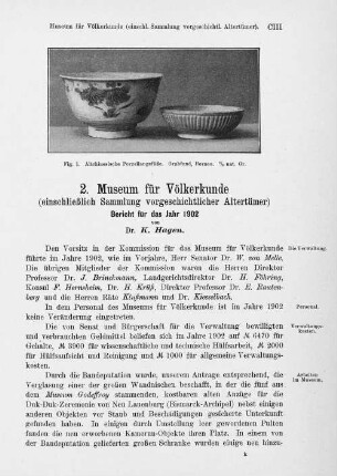 2. Museum für Volkerkunde (einschließlich Sammlung vorgeschichtlicher Altertümer)