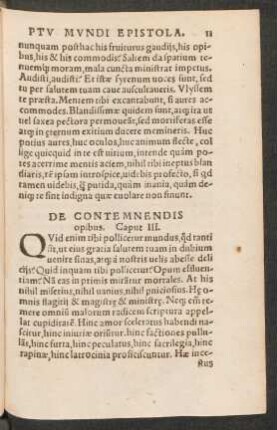 De Contemnendis opibus. Caput III.