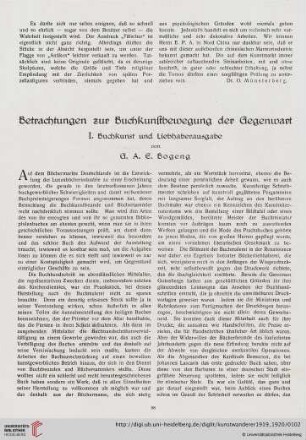 1: Betrachtungen zur Buchkunstbewegung der Gegenwart, [1] : Buchkunst und Liebhaberausgabe