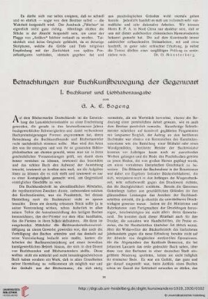 1: Betrachtungen zur Buchkunstbewegung der Gegenwart, [1] : Buchkunst und Liebhaberausgabe