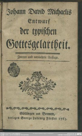 Johann David Michaelis Entwurf der typischen Gottesgelartheit