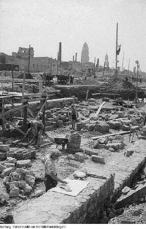 Dresden, Grunaer Straße. Wohnblocks, Baubeginn, Juni 1951