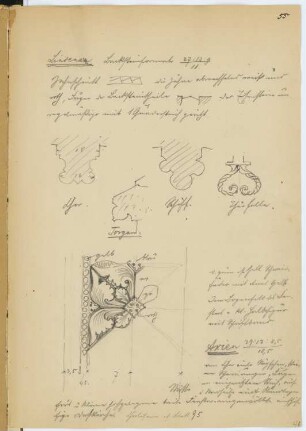 Kirche, Lindena/Niederlausitz: Details (aus: Skizzen- und Fotoalbum 9)