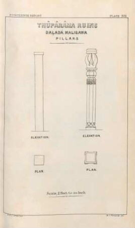 Plate XVII. Thûpârâma Ruins. Daladá Maligwa. Pillars ...