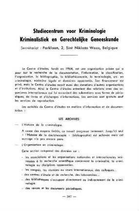 387-389, Studiecentrum voor Kriminologie, Kriminalistiek en Gerechtelijke Geneeskunde