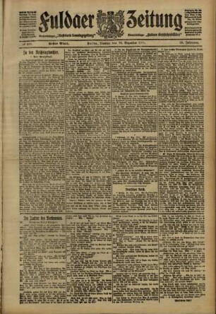 Erste Ausgabe vom Montag, den 18. Dezember 1911.