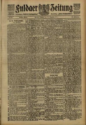 Erste Ausgabe vom Montag, den 18. Dezember 1911.