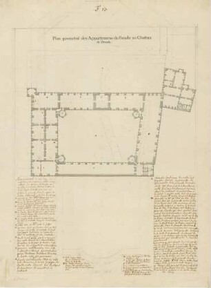 Grundriss des 2. Obergeschosses des Dresdener Residenzschlosses mit dem Paradeappartement