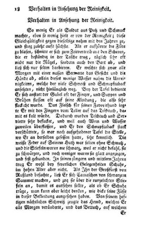Verhalten in Ansehung der Reinigkeit