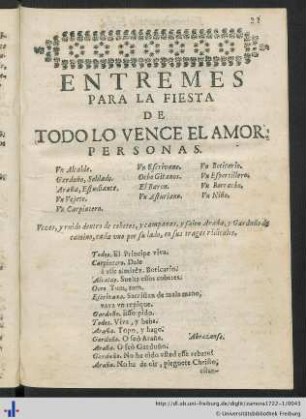 Entremes Para La Fiesta De Todo Lo Vence El Amor.