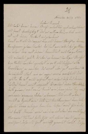 Nr. 3: Brief von Luigi Bianchi an Adolf Hurwitz, München, 21.3.1880