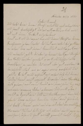 Nr. 3: Brief von Luigi Bianchi an Adolf Hurwitz, München, 21.3.1880